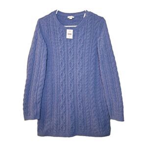 NEW J Jill Women Cable Knit Sweater Pullover Chunky Periwinkle Tunic Length
